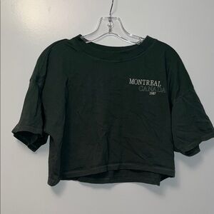 Aeropostal Crop Boyfriend Tee Black Montreal Canada 1987 Crop Top